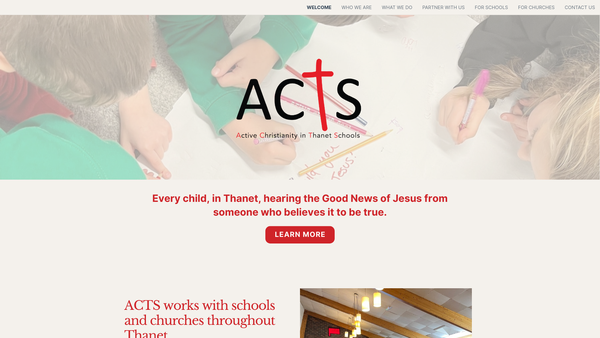 Screenshot of the Acts (Active Christianity In Thanet Schools) website