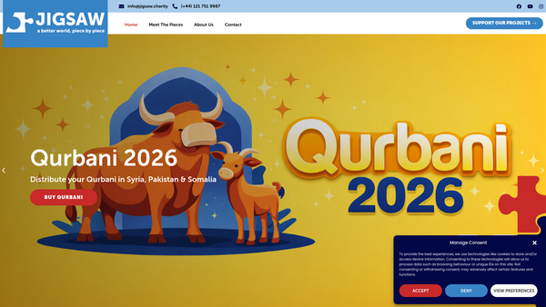 Screenshot of the Jigsaw Charity website