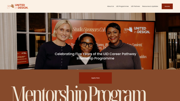 Screenshot of the United In Design Charitable Trust website