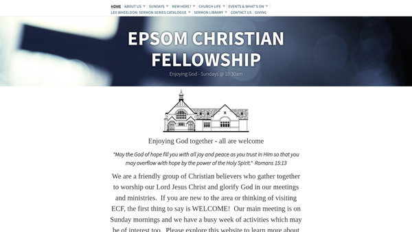 Screenshot of the Epsom Christian Fellowship Trust website