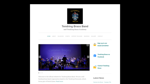 Screenshot of the Tendring Brass website