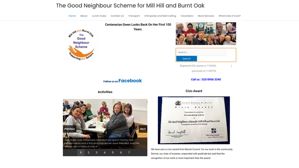 Screenshot of the The Good Neighbour Scheme For Mill Hill And Burnt Oak website