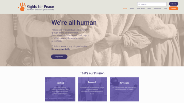 Screenshot of the Rights For Peace website