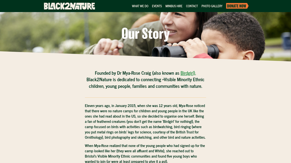 Screenshot of the Black2nature website