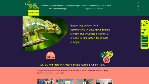 Screenshot of the Young Climate Warriors website