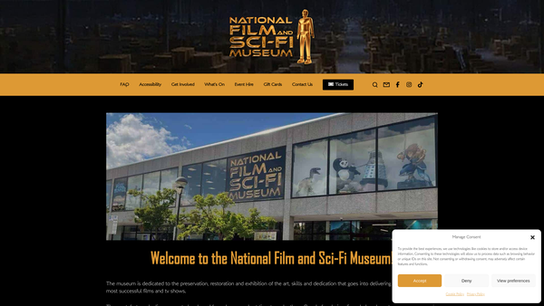Screenshot of the National Film And Sci-Fi Museum Limited website