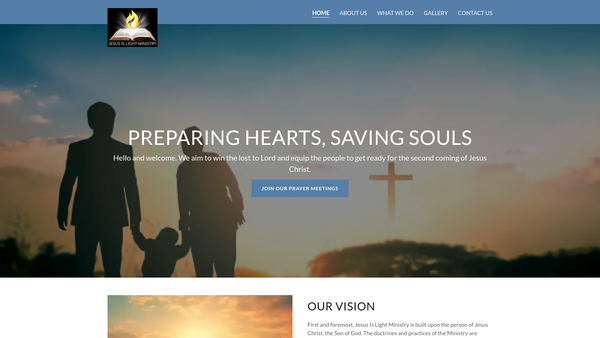 Screenshot of the Jesus Is Light Ministry website