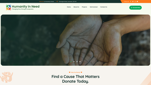 Screenshot of the Humanity In Need website