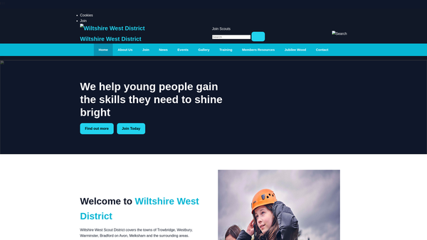 Screenshot of the Wiltshire West District Scout Council website