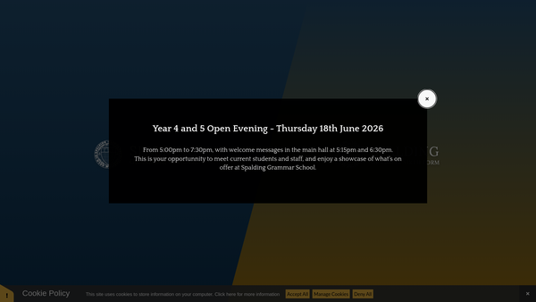 Screenshot of the Parents And Friends Association Of Spalding Grammar School website