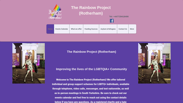 Screenshot of the The Rainbow Project (Rotherham) website