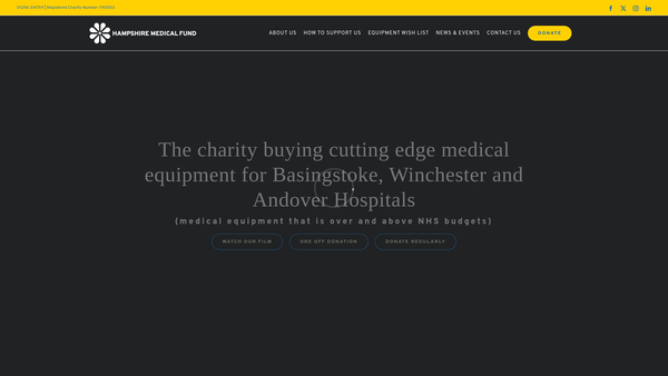 Screenshot of the Hampshire Medical Fund website