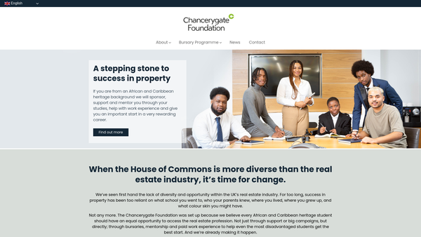 Screenshot of the Chancerygate Foundation website