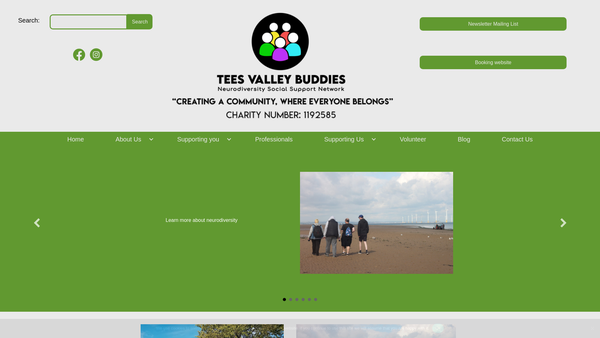 Screenshot of the Tees Valley Buddies website