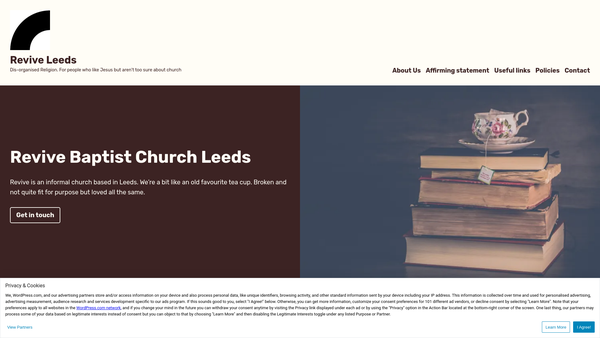 Screenshot of the Revive Baptist Church Leeds website