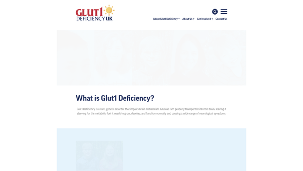 Screenshot of the Glut1 Deficiency UK website