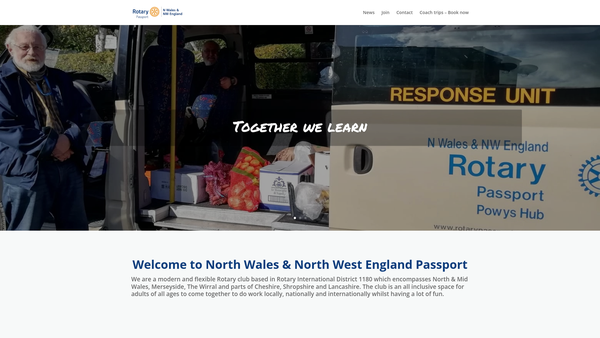 Screenshot of the North Wales And North West England Rotary Passport Club Trust Fund website