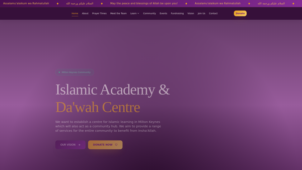 Screenshot of the Islamic Academy & Da'wah Centre website