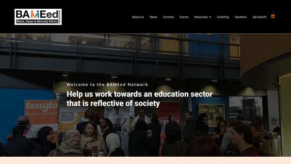 Screenshot of the Black, Asian & Minority Ethnic Educators (Bameed) website
