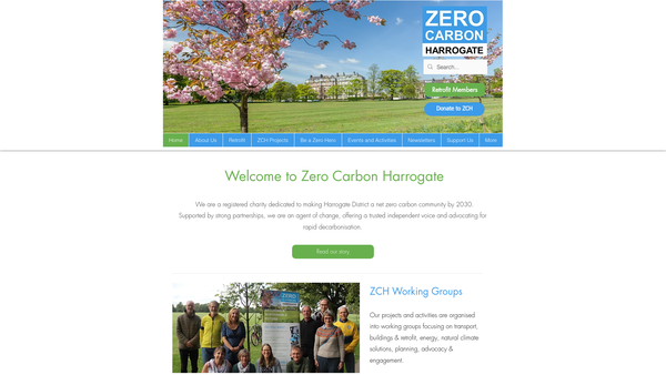 Screenshot of the Zero Carbon Harrogate website
