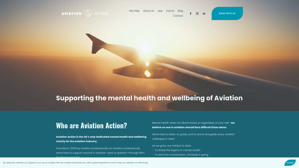 Screenshot of the Aviation Action website