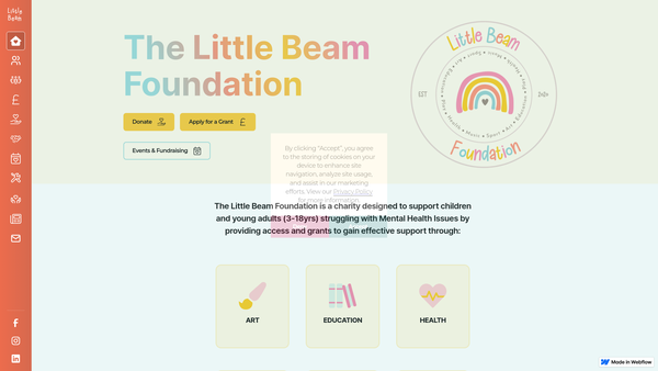Screenshot of the Little Beam Foundation website