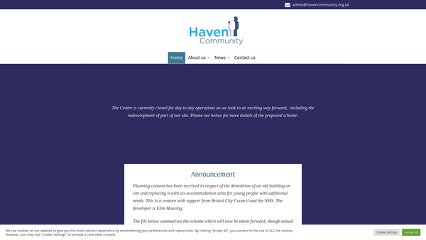 Screenshot of the Haven Community website