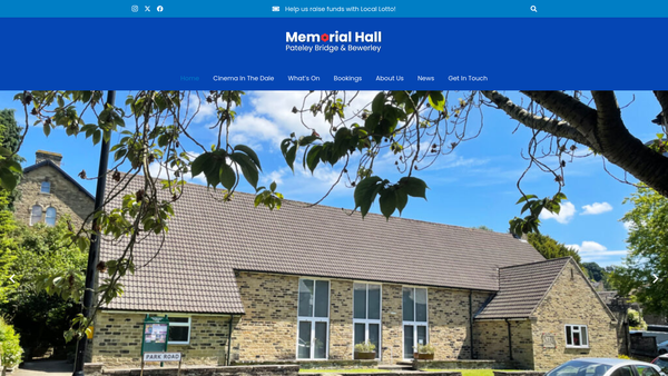 Screenshot of the Pateley Bridge And Bewerley Memorial Hall CIO website