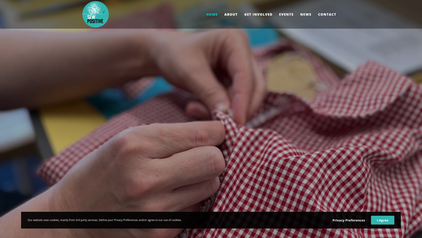 Screenshot of the Sew Positive website