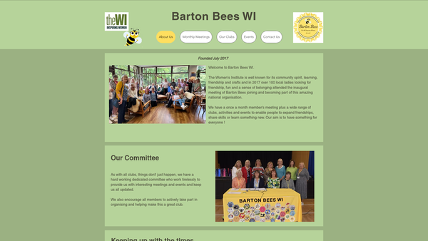 Screenshot of the Barton Bees Women's Institute website