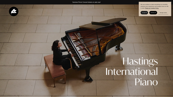 Screenshot of the Hastings International Piano website