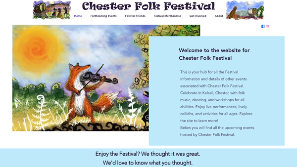 Screenshot of the Chester Folk Festival website
