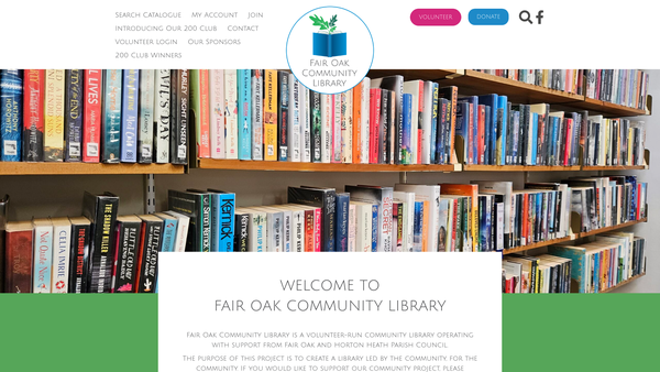 Screenshot of the Fair Oak Community Library website