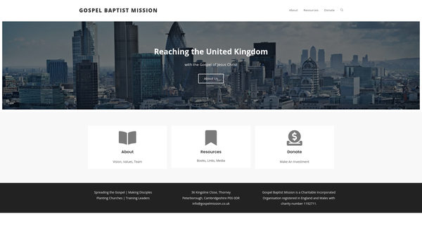 Screenshot of the Gospel Baptist Mission website