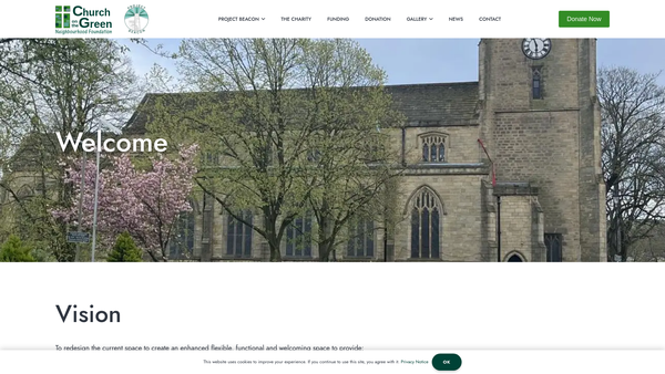 Screenshot of the Church On The Green Neighbourhood Foundation website