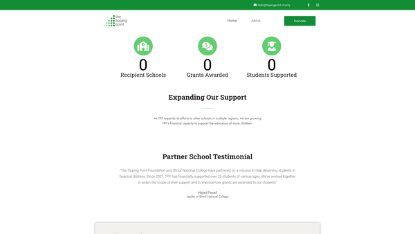 Screenshot of the The Tipping Point Foundation website