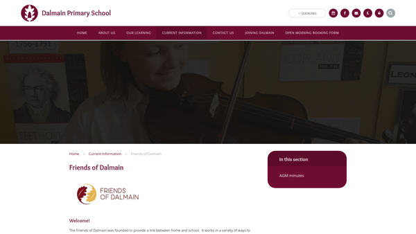 Screenshot of the Friends Of Dalmain website