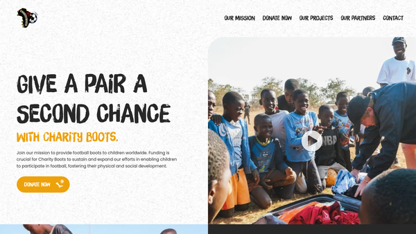 Screenshot of the Charity Boots website