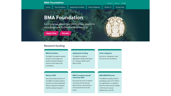 Screenshot of the Bma Foundation website