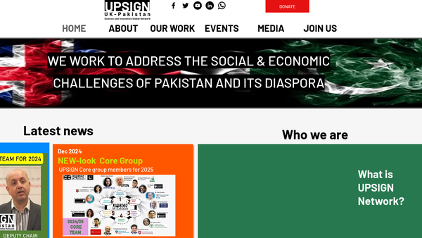 Screenshot of the Upsign Network website