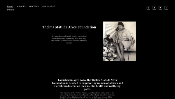 Screenshot of the Thelma Matilda Alves Foundation website