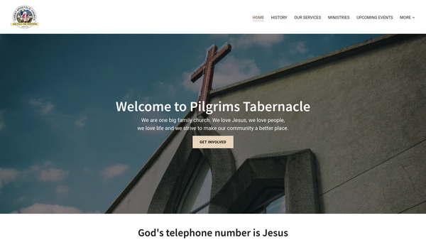 Screenshot of the Christ Apostolic Church Pilgrims Tabernacle website