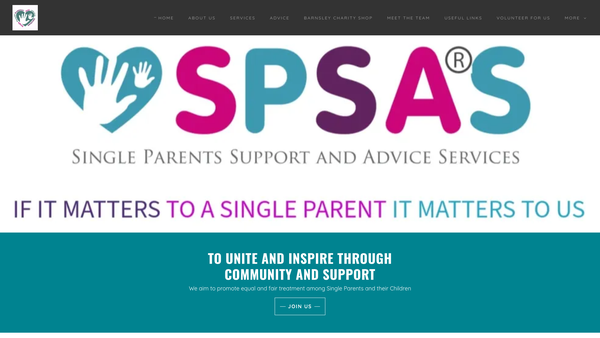 Screenshot of the Single Parents Support And Advice Services website