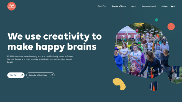 Screenshot of the Fluid Motion Theatre Company website