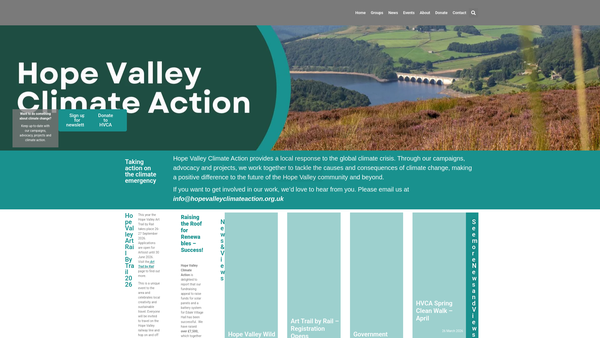 Screenshot of the Hope Valley Climate Action website