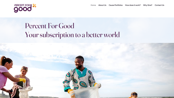 Screenshot of the Percent For Good website
