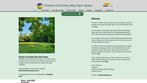 Screenshot of the Friends Of Finchley Way Open Space website