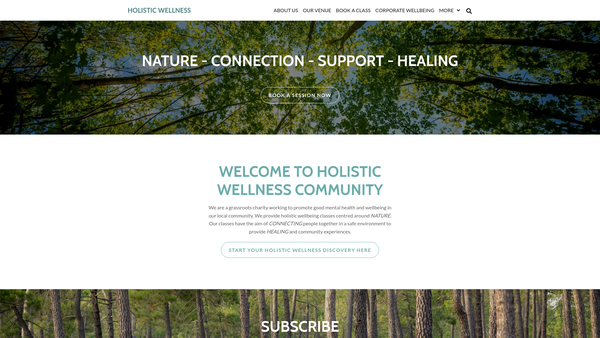 Screenshot of the Holistic Wellness Community website