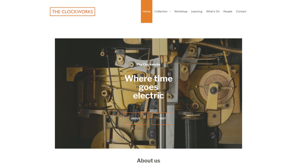 Screenshot of the The Clockworks Charitable Incorporated Organisation website
