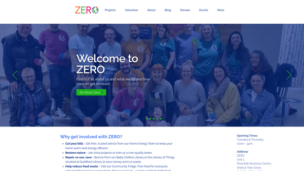 Screenshot of the Zero Carbon Guildford website